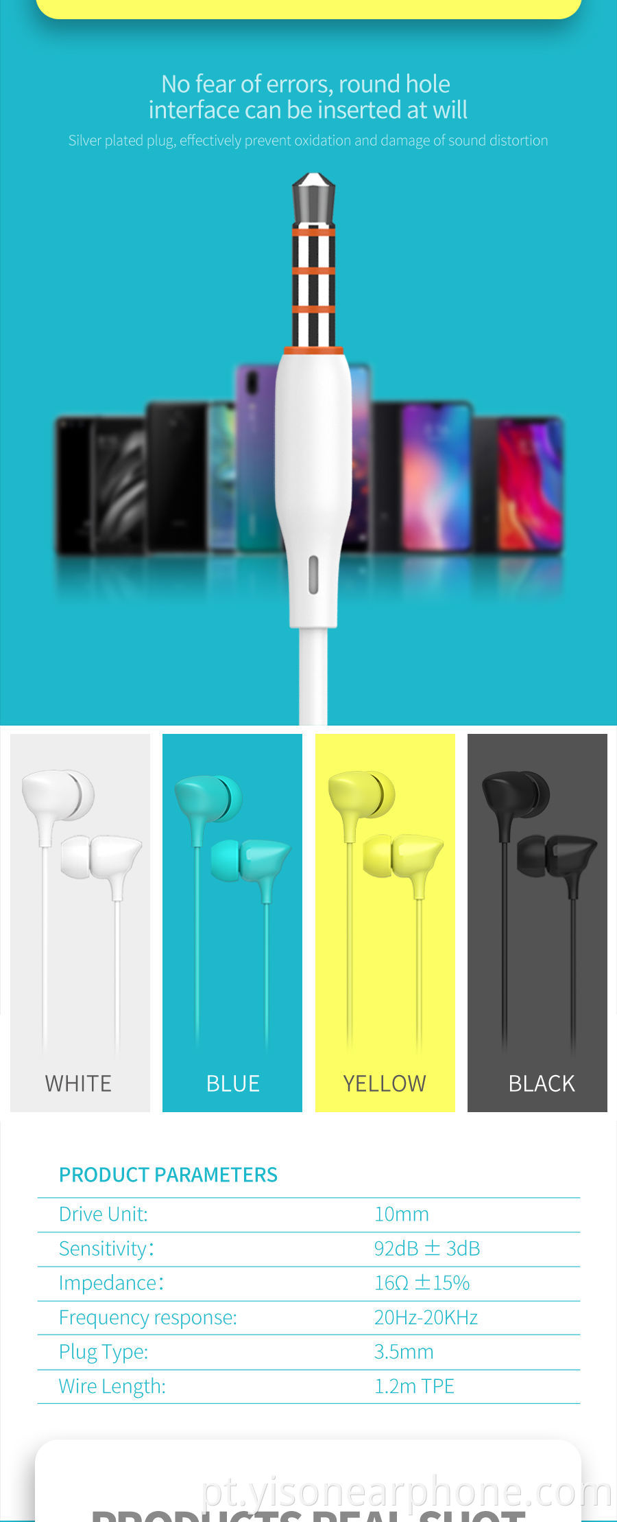 Novos fones de ouvido G7 esporte com fio controlado plugue de 3,5 mm fone de ouvido estéreo para iPhone para Android fone de ouvido multicolorido moda